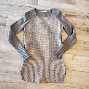 Athleta Women's XS Sierra Sweater Gray White Wool Cashmere Tunic Chunky Knit